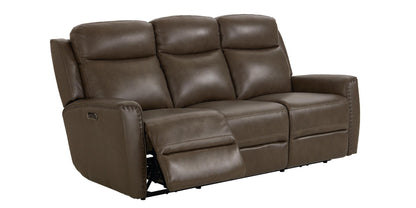 Bassett Club Level Douglas Power Motion Sofa in Sable Leather - Chapin Furniture