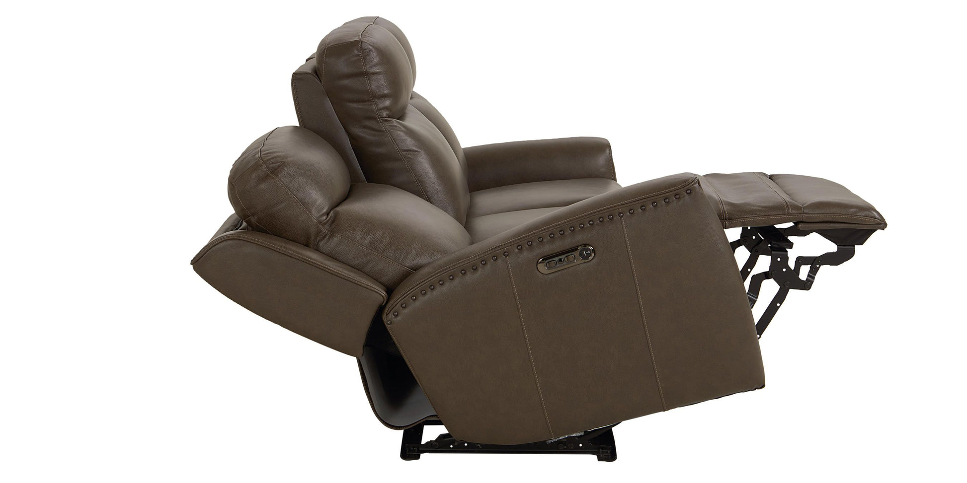 Bassett Club Level Douglas Power Motion Sofa in Sable Leather - Chapin Furniture