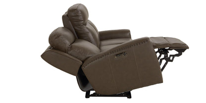 Bassett Club Level Douglas Power Motion Sofa in Sable Leather - Chapin Furniture