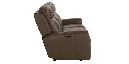 Bassett Club Level Douglas Power Motion Sofa in Sable Leather - Chapin Furniture