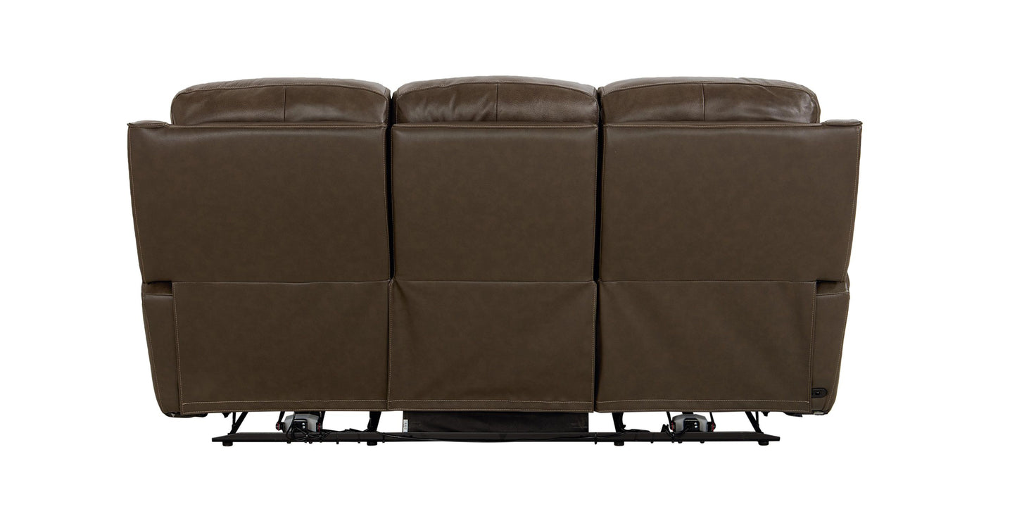 Bassett Club Level Douglas Power Motion Sofa in Sable Leather - Chapin Furniture