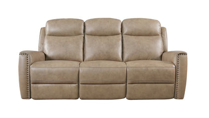 Bassett Club Level Douglas Power Motion Sofa in Wheat Leather - Chapin Furniture