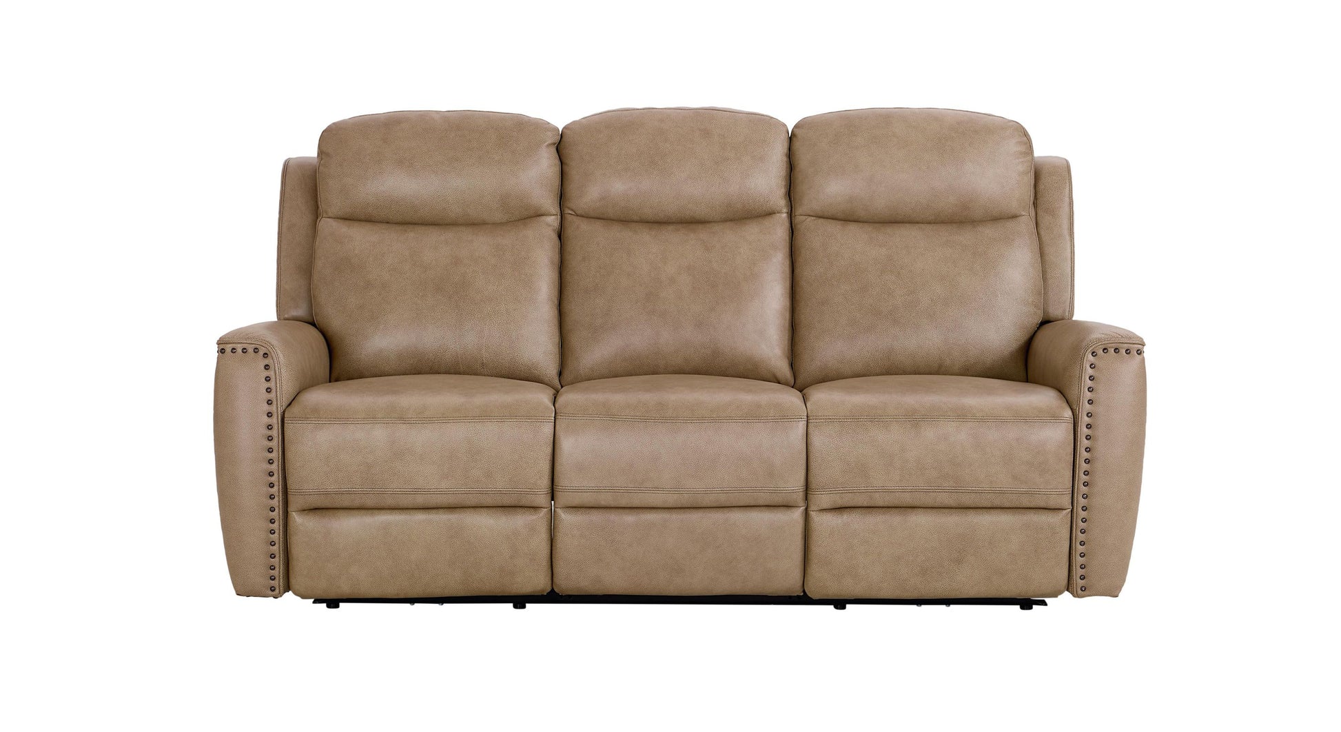 Bassett Club Level Douglas Power Motion Sofa in Wheat Leather - Chapin Furniture