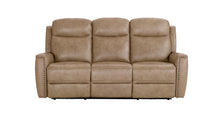 Bassett Club Level Douglas Power Motion Sofa in Wheat Leather - Chapin Furniture