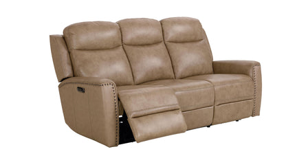 Bassett Club Level Douglas Power Motion Sofa in Wheat Leather - Chapin Furniture