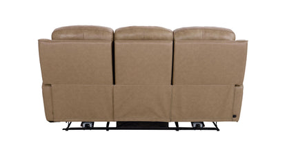 Bassett Club Level Douglas Power Motion Sofa in Wheat Leather - Chapin Furniture
