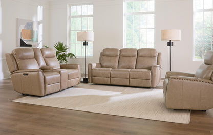 Bassett Club Level Douglas Power Motion Wallsaver Recliner in Wheat Leather - Chapin Furniture