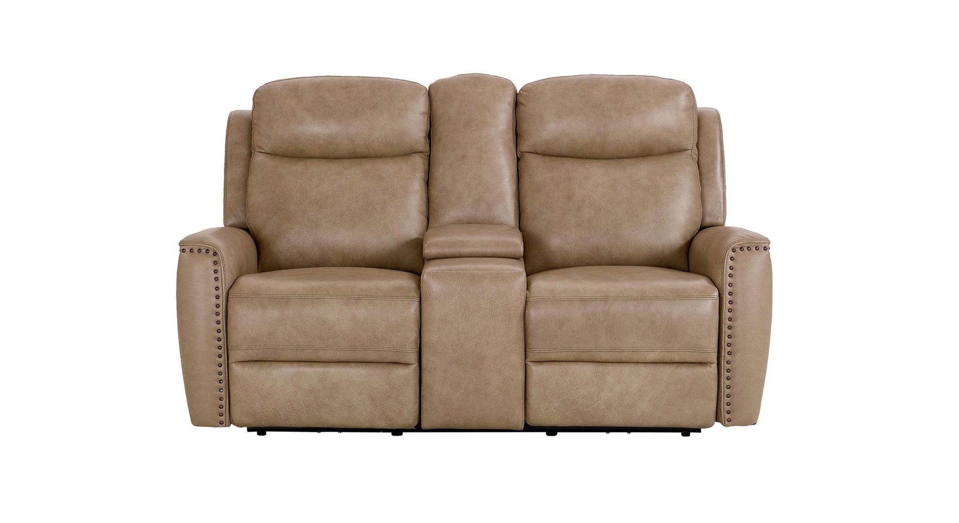 Bassett Club Level Douglas Power Motion Consoled Loveseat in Wheat Leather - Chapin Furniture
