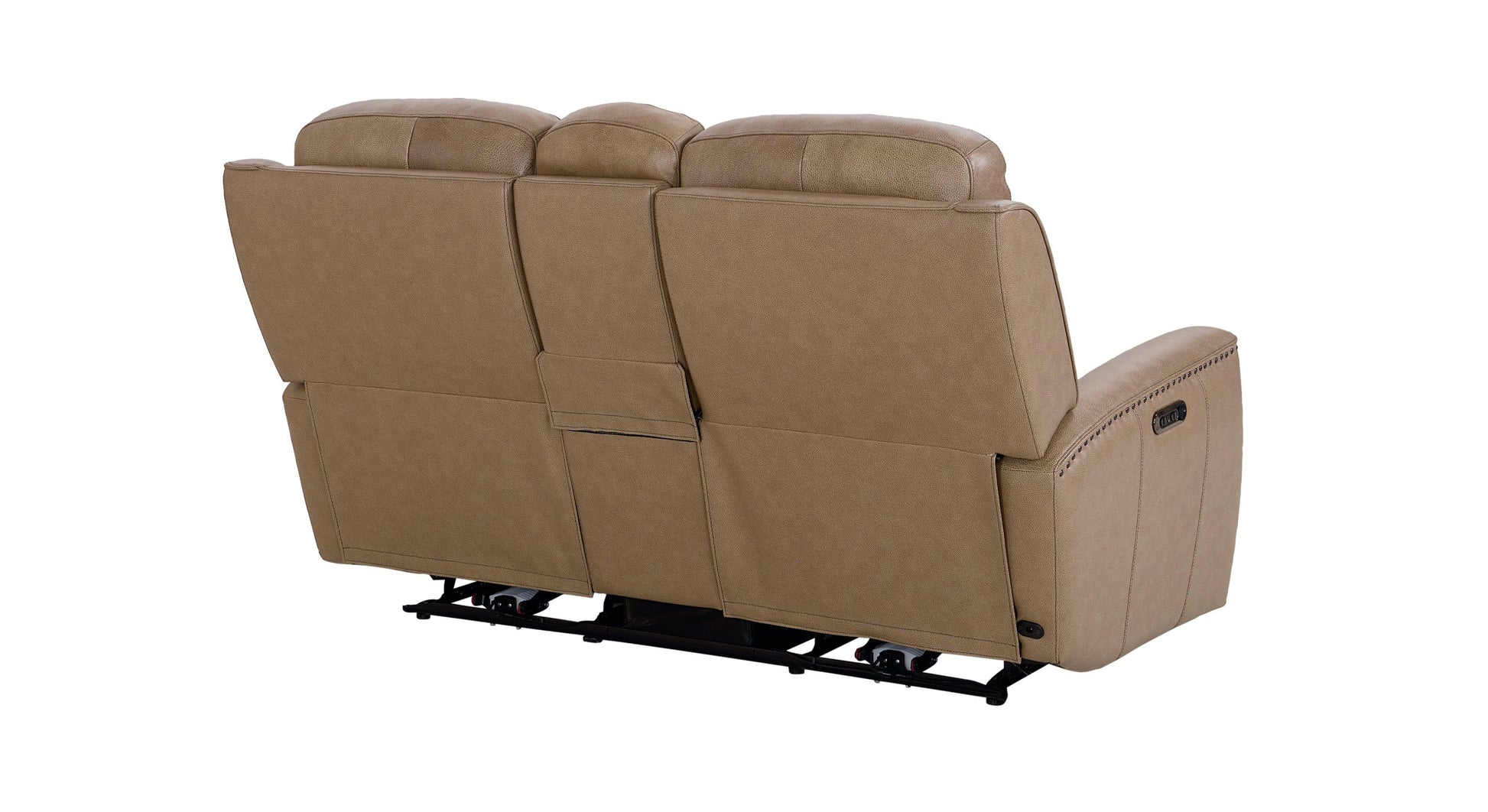 Bassett Club Level Douglas Power Motion Consoled Loveseat in Wheat Leather - Chapin Furniture