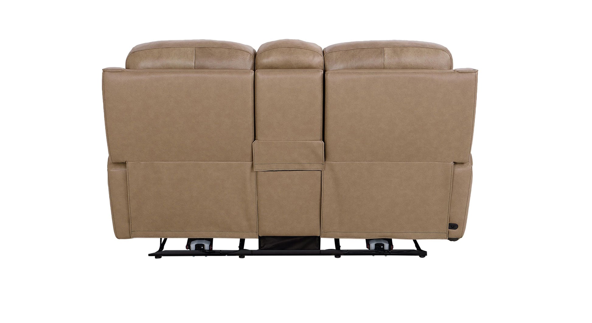 Bassett Club Level Douglas Power Motion Consoled Loveseat in Wheat Leather - Chapin Furniture