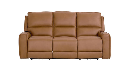 Bassett Club Level Raymond Power Motion Sofa in Antelope Leather - Chapin Furniture