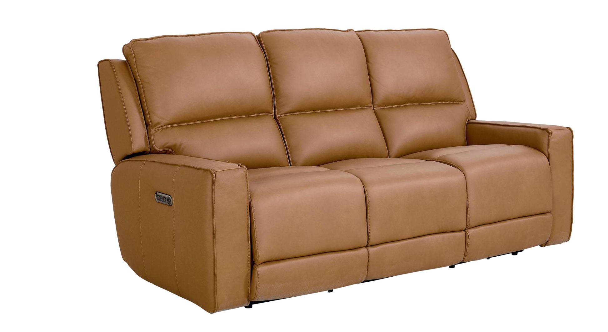 Bassett Club Level Raymond Power Motion Sofa in Antelope Leather - Chapin Furniture