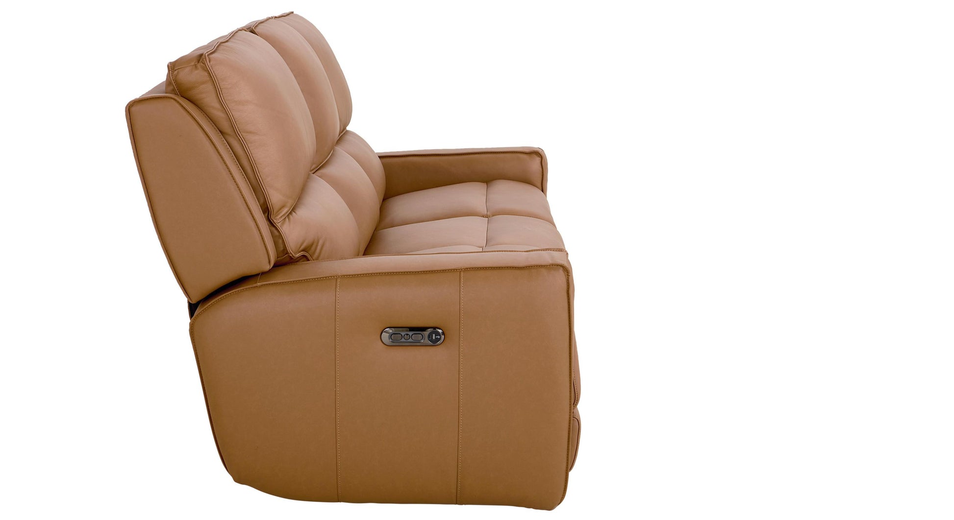 Bassett Club Level Raymond Power Motion Sofa in Antelope Leather - Chapin Furniture