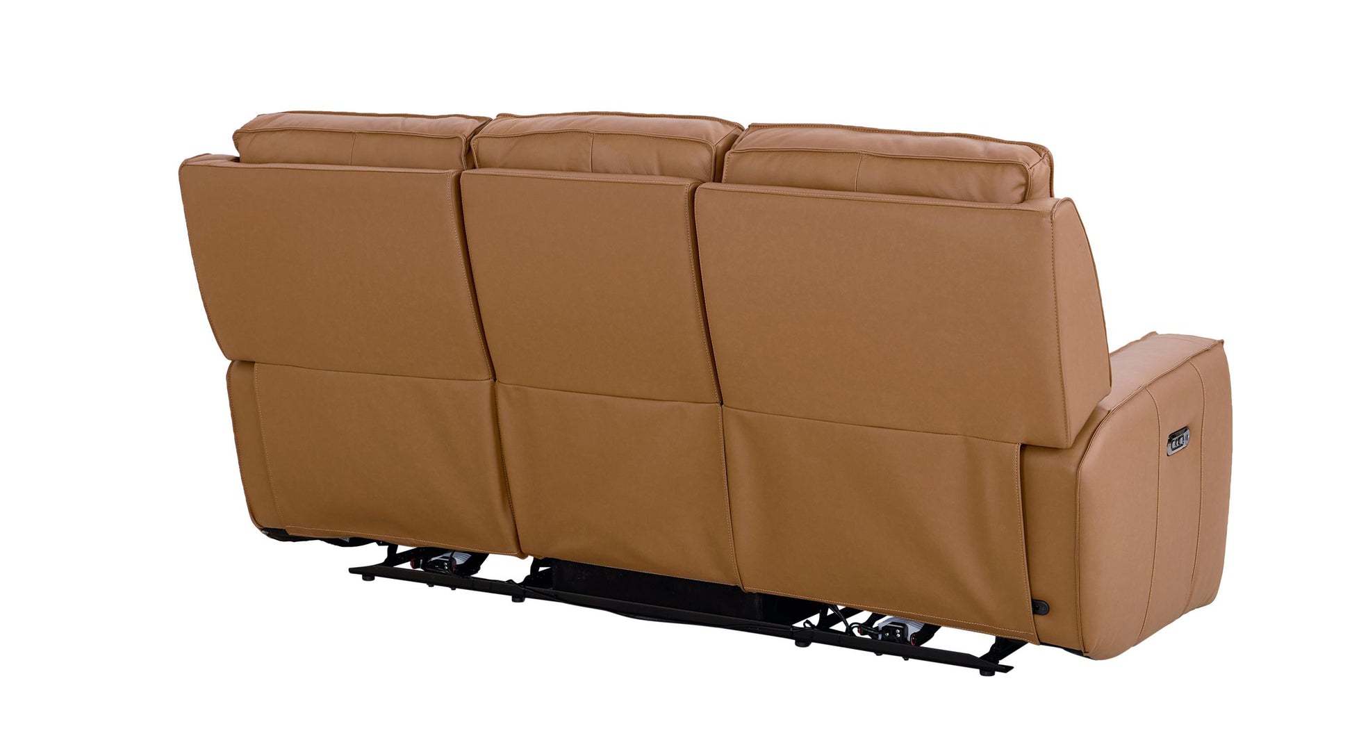 Bassett Club Level Raymond Power Motion Sofa in Antelope Leather - Chapin Furniture