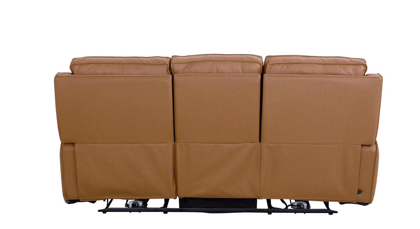 Bassett Club Level Raymond Power Motion Sofa in Antelope Leather - Chapin Furniture