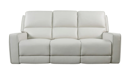Bassett Club Level Raymond Power Motion Sofa in Vanilla Leather - Chapin Furniture
