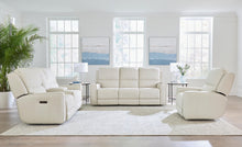 Bassett Club Level Raymond Power Motion Sofa in Vanilla Leather - Chapin Furniture