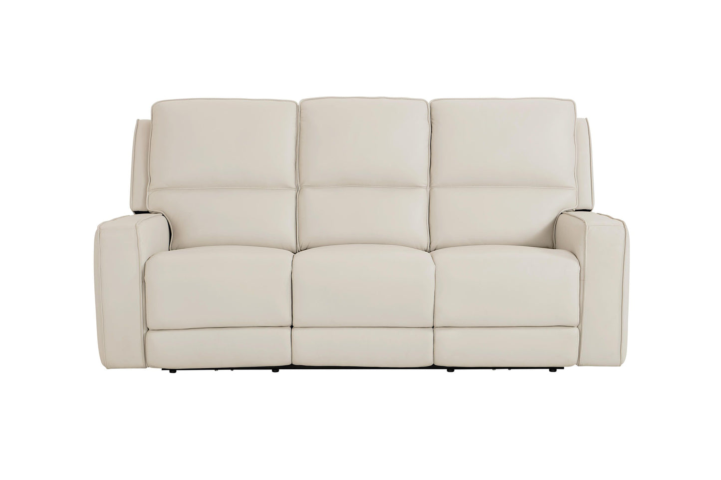 Bassett Club Level Raymond Power Motion Sofa in Vanilla Leather - Chapin Furniture