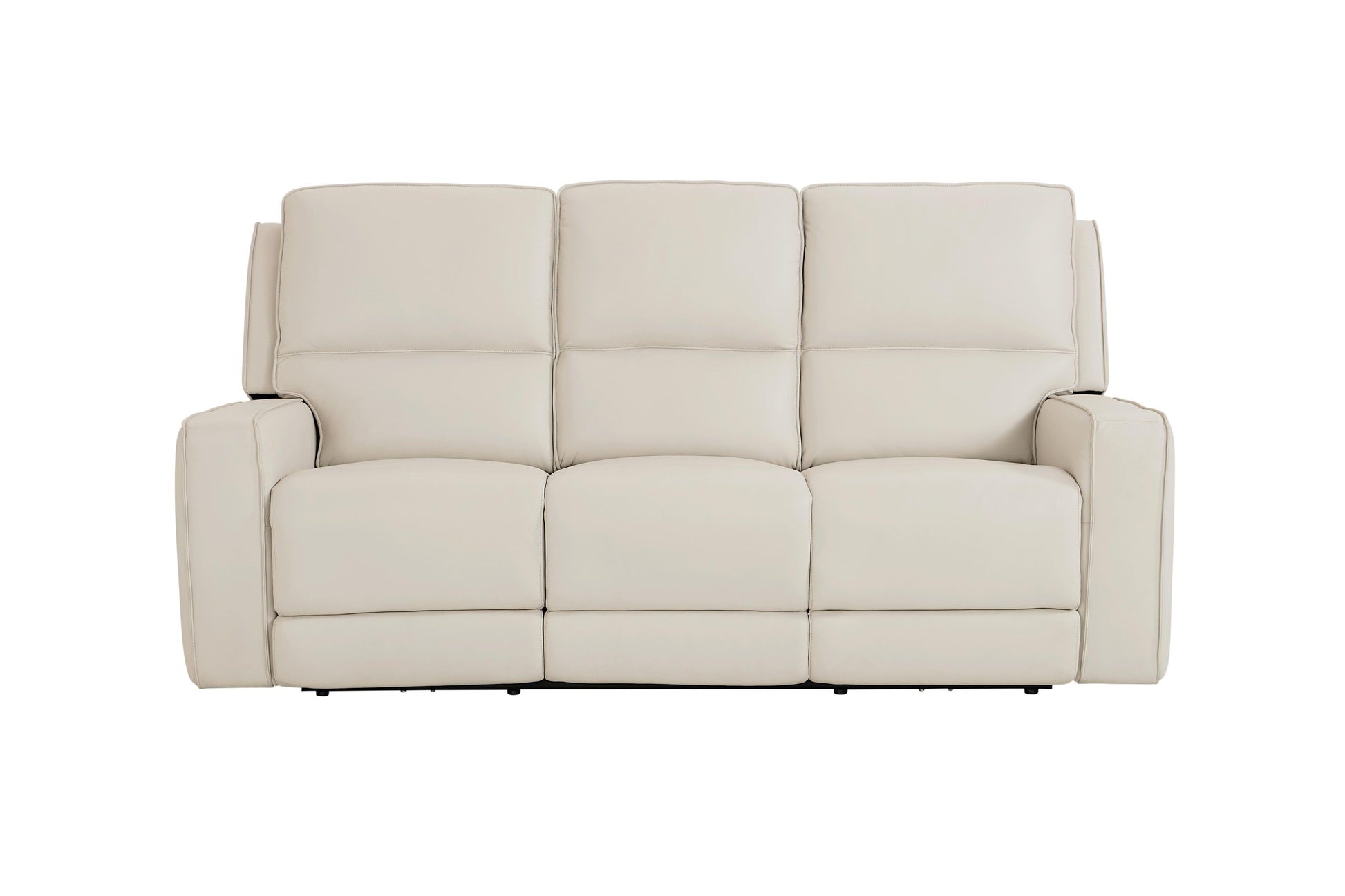 Bassett Club Level Raymond Power Motion Sofa in Vanilla Leather - Chapin Furniture