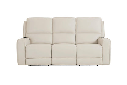 Bassett Club Level Raymond Power Motion Sofa in Vanilla Leather - Chapin Furniture