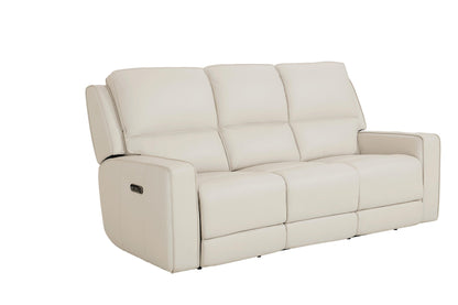 Bassett Club Level Raymond Power Motion Sofa in Vanilla Leather - Chapin Furniture