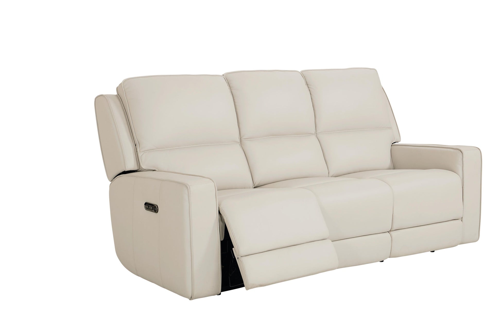 Bassett Club Level Raymond Power Motion Sofa in Vanilla Leather - Chapin Furniture