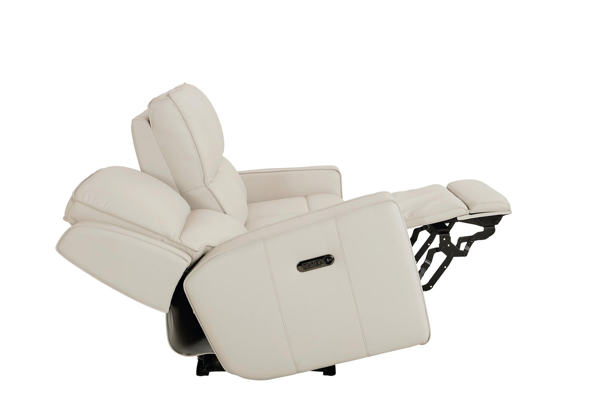 Bassett Club Level Raymond Power Motion Sofa in Vanilla Leather - Chapin Furniture