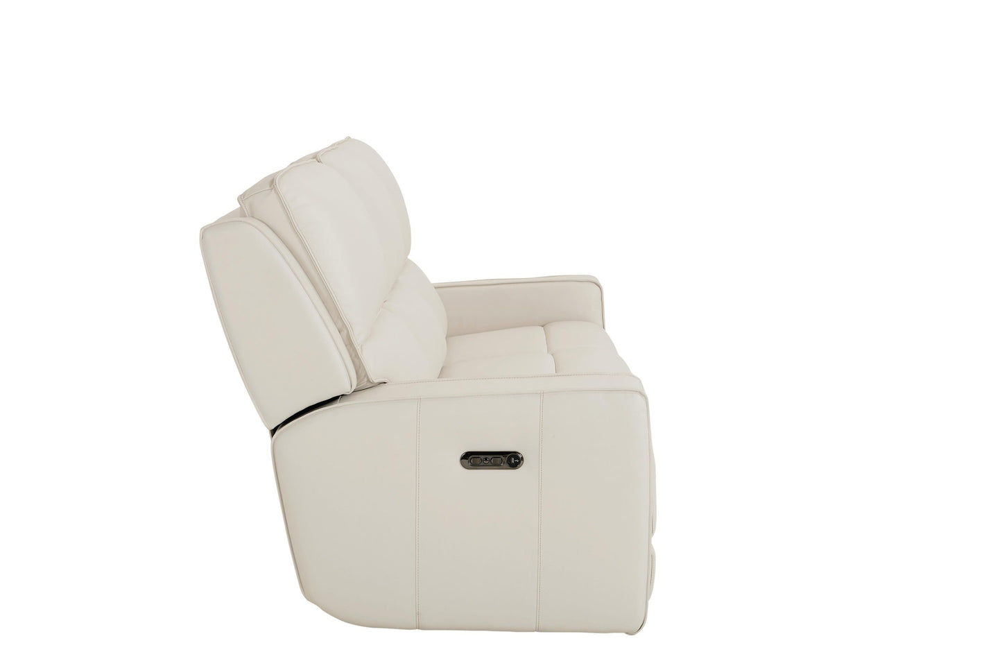 Bassett Club Level Raymond Power Motion Sofa in Vanilla Leather - Chapin Furniture