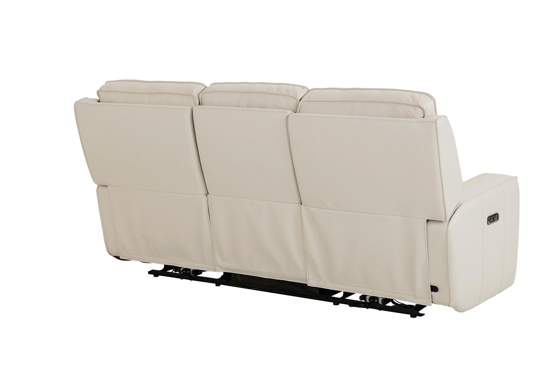Bassett Club Level Raymond Power Motion Sofa in Vanilla Leather - Chapin Furniture
