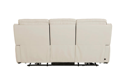 Bassett Club Level Raymond Power Motion Sofa in Vanilla Leather - Chapin Furniture