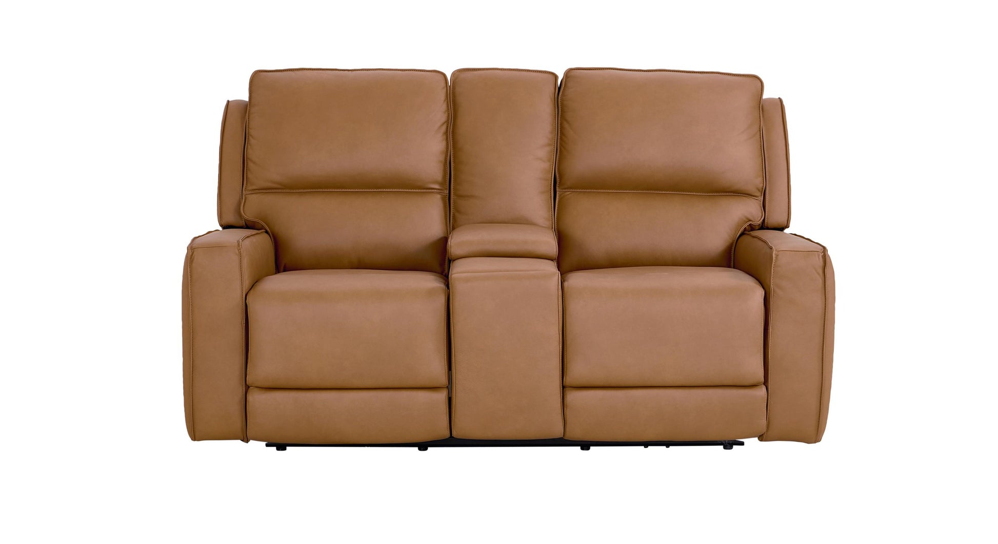 Bassett Club Level Raymond Power Motion Consoled Loveseat in Antelope Leather - Chapin Furniture