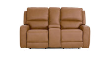 Bassett Club Level Raymond Power Motion Consoled Loveseat in Antelope Leather - Chapin Furniture