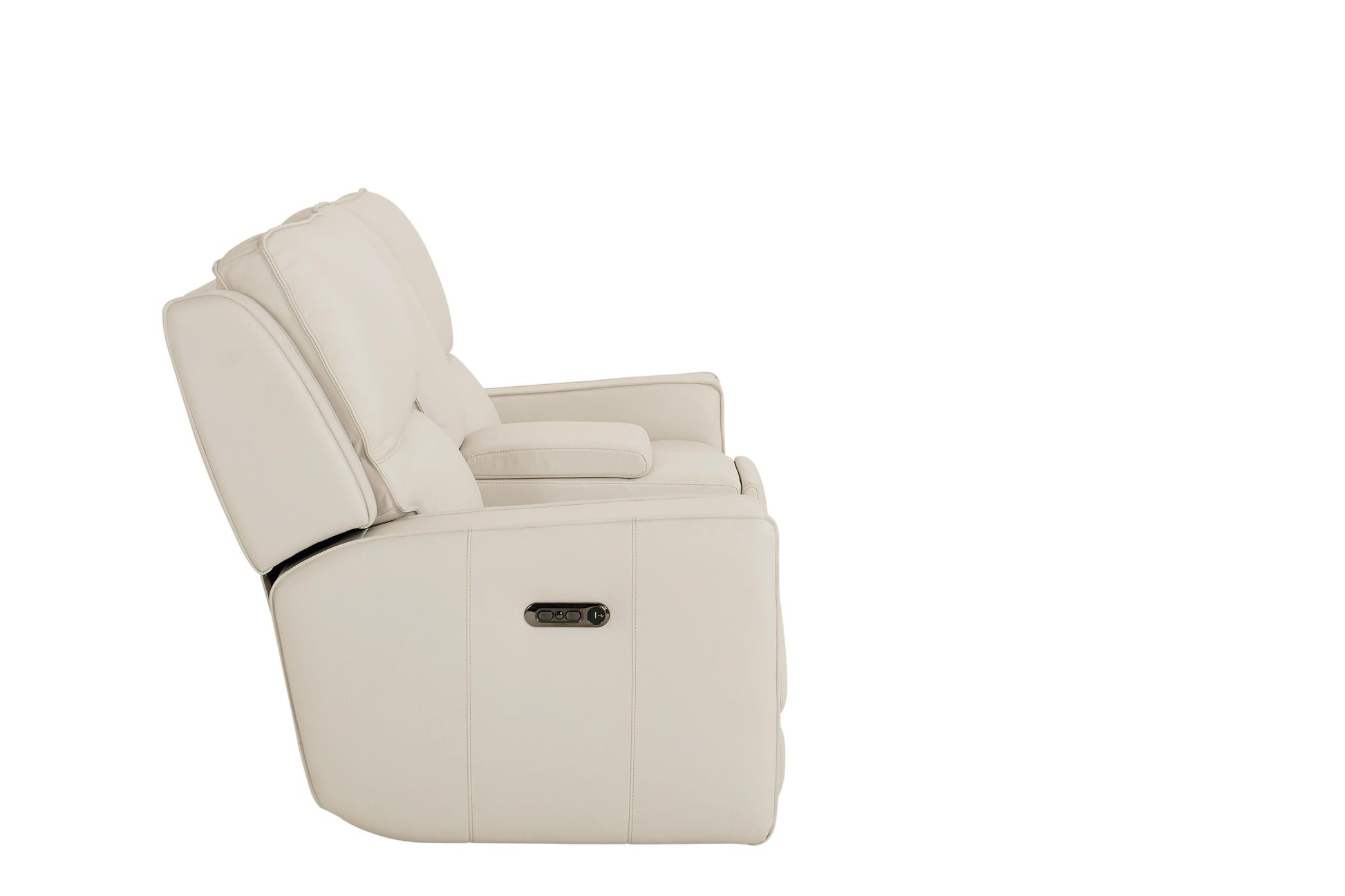 Bassett Club Level Raymond Power Motion Consoled Loveseat in Vanilla Leather - Chapin Furniture