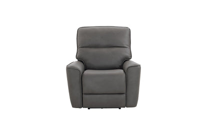 Bassett Club Level Kenneth Power Motion Wallsaver Recliner in Gunmetal Leather - Chapin Furniture