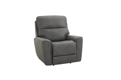 Bassett Club Level Kenneth Power Motion Wallsaver Recliner in Gunmetal Leather - Chapin Furniture