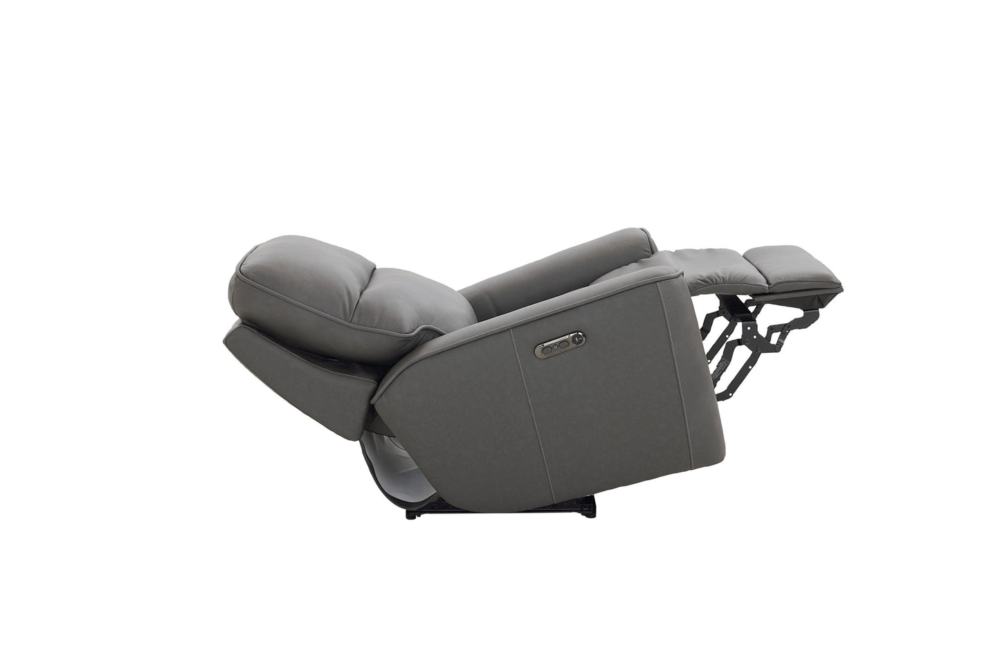 Bassett Club Level Kenneth Power Motion Wallsaver Recliner in Gunmetal Leather - Chapin Furniture