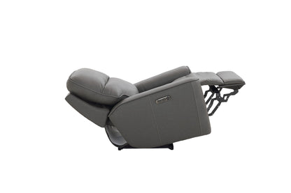 Bassett Club Level Kenneth Power Motion Wallsaver Recliner in Gunmetal Leather - Chapin Furniture