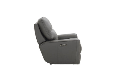 Bassett Club Level Kenneth Power Motion Wallsaver Recliner in Gunmetal Leather - Chapin Furniture