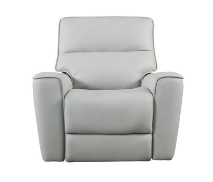 Bassett Club Level Kenneth Power Motion Wallsaver Recliner in Mist Leather - Chapin Furniture