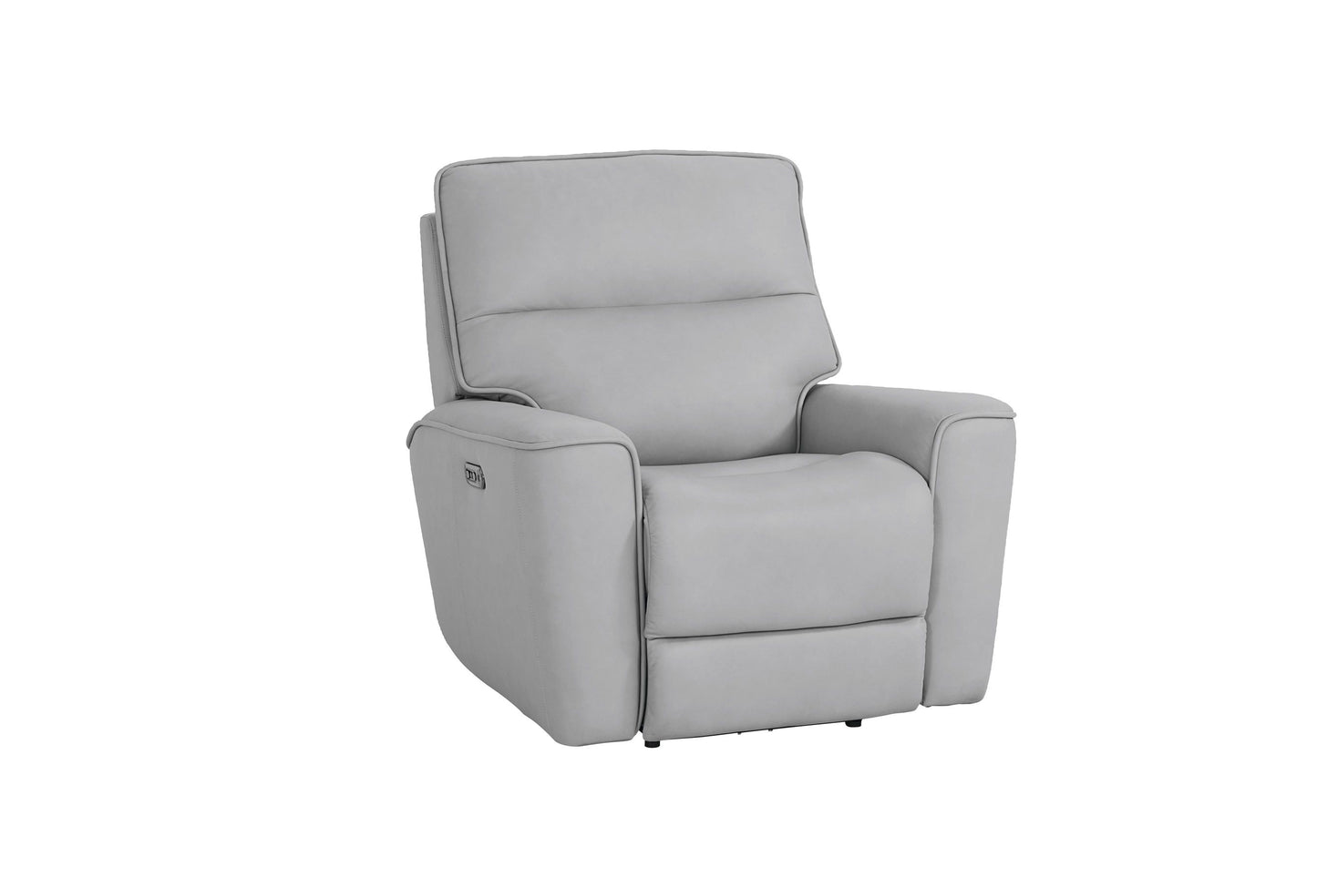 Bassett Club Level Kenneth Power Motion Wallsaver Recliner in Mist Leather - Chapin Furniture