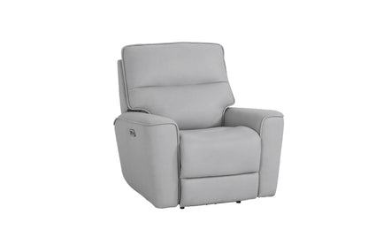 Bassett Club Level Kenneth Power Motion Wallsaver Recliner in Mist Leather - Chapin Furniture