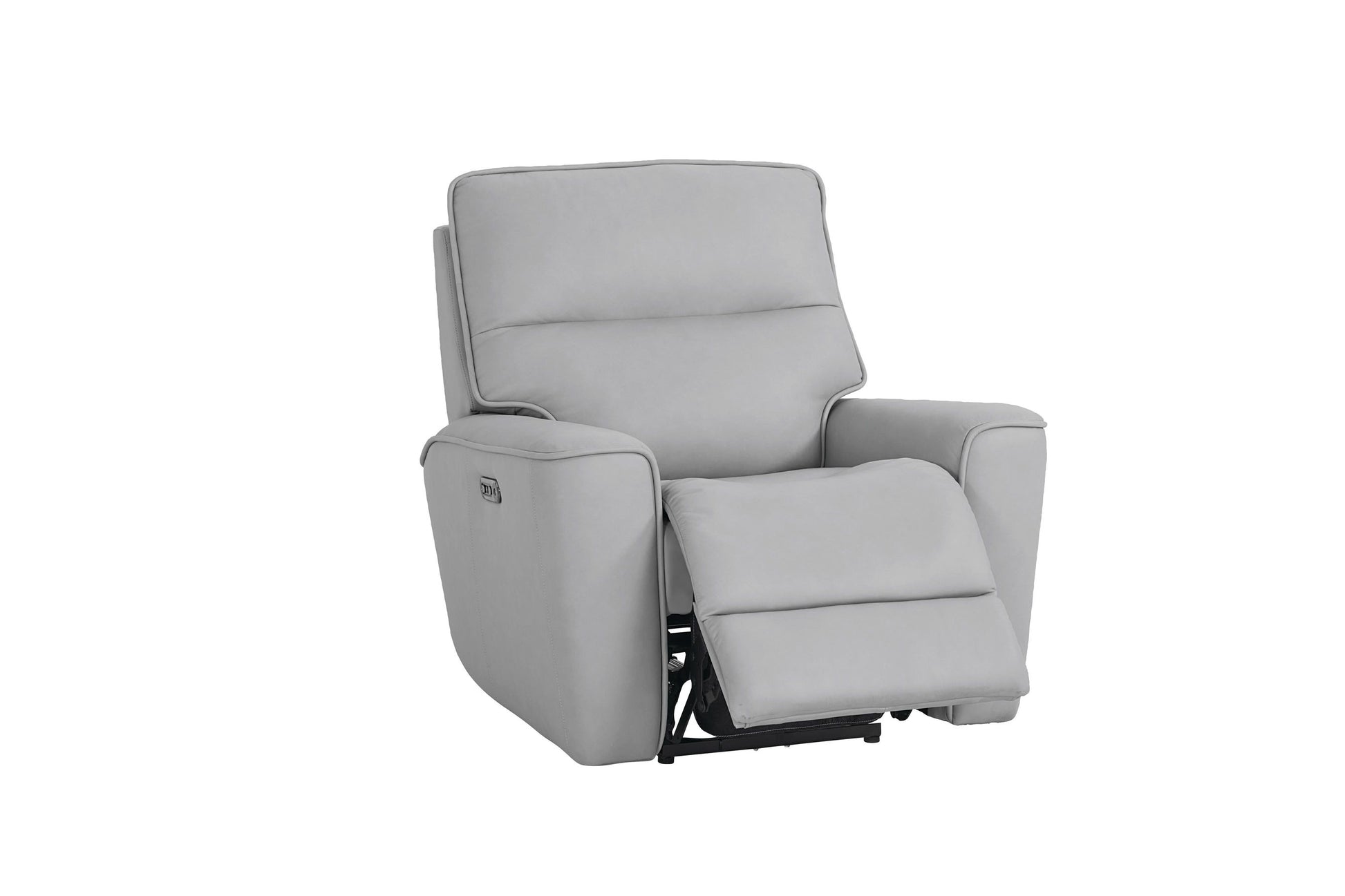 Bassett Club Level Kenneth Power Motion Wallsaver Recliner in Mist Leather - Chapin Furniture
