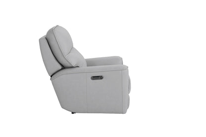 Bassett Club Level Kenneth Power Motion Wallsaver Recliner in Mist Leather - Chapin Furniture