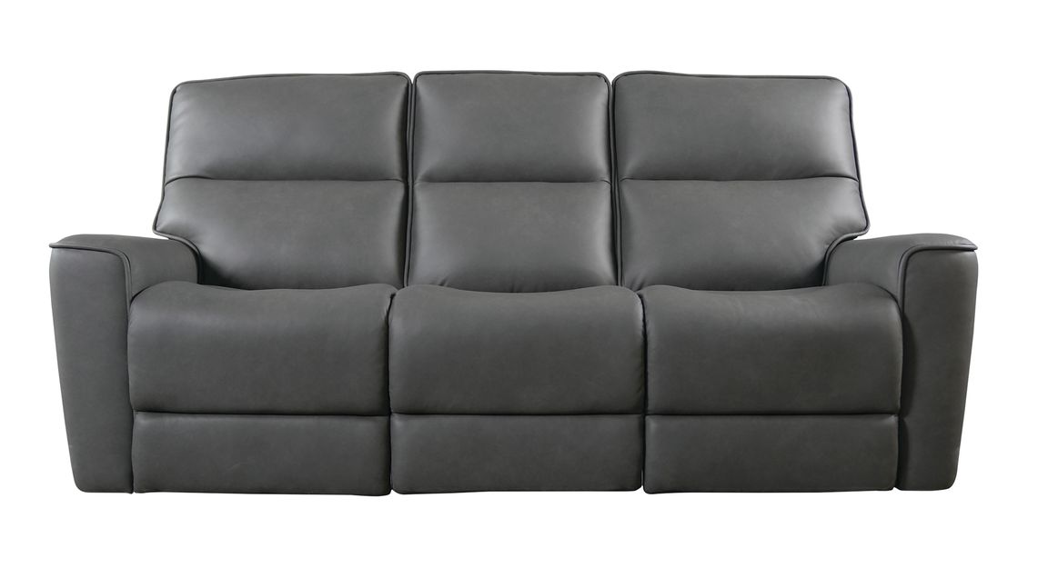 Bassett Club Level Kenneth Power Motion Sofa in Gunmetal Leather - Chapin Furniture