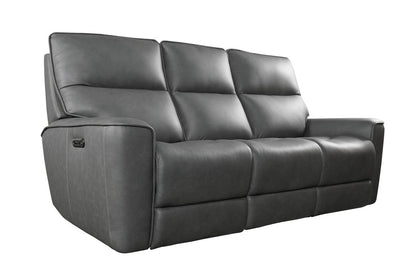 Bassett Club Level Kenneth Power Motion Sofa in Gunmetal Leather - Chapin Furniture