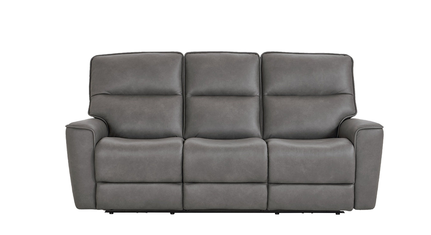 Bassett Club Level Kenneth Power Motion Sofa in Gunmetal Leather - Chapin Furniture