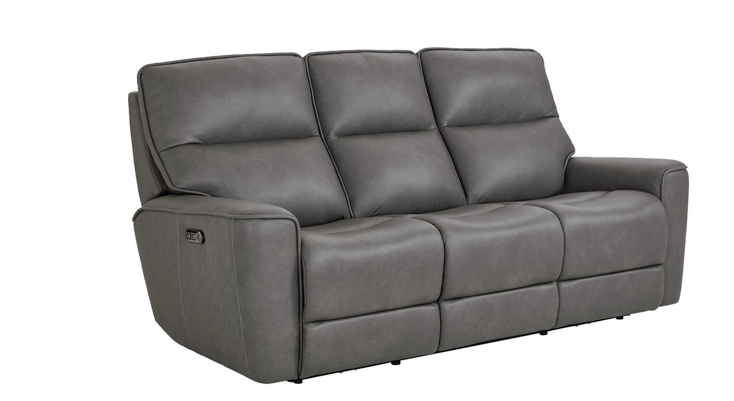 Bassett Club Level Kenneth Power Motion Sofa in Gunmetal Leather - Chapin Furniture