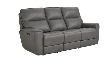 Bassett Club Level Kenneth Power Motion Sofa in Gunmetal Leather - Chapin Furniture