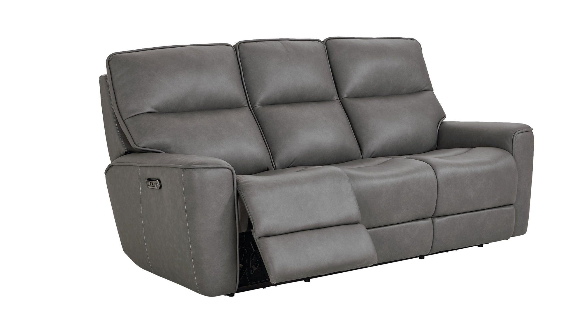 Bassett Club Level Kenneth Power Motion Sofa in Gunmetal Leather - Chapin Furniture