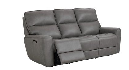 Bassett Club Level Kenneth Power Motion Sofa in Gunmetal Leather - Chapin Furniture
